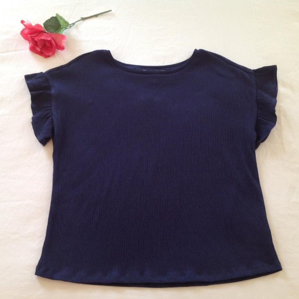 NWT Michael Kors Blue Cap Sleeve Blouse Sz M